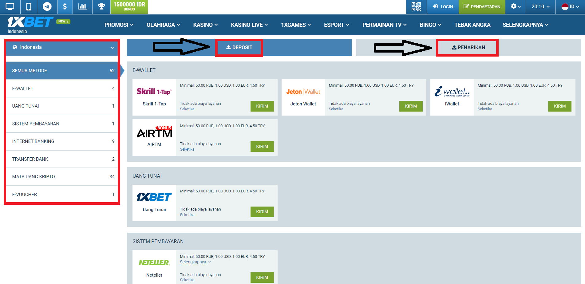 Cara Deposit 1xBet Pakai Dana di Indonesia